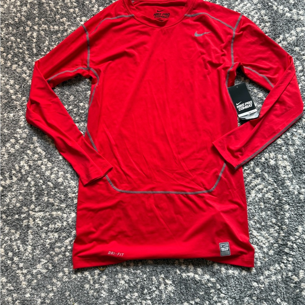 Nike Red & Grey Performance Long Sleeve Top dri fit